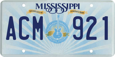 MS license plate ACM921