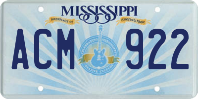 MS license plate ACM922
