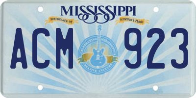MS license plate ACM923