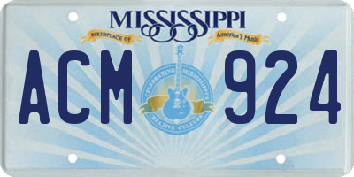MS license plate ACM924