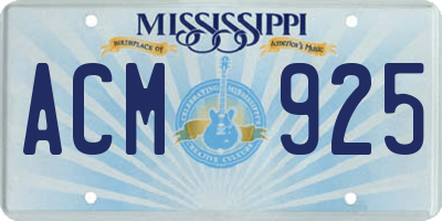 MS license plate ACM925