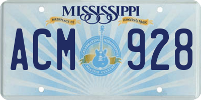 MS license plate ACM928