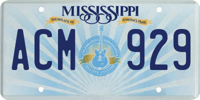 MS license plate ACM929