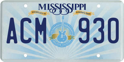 MS license plate ACM930