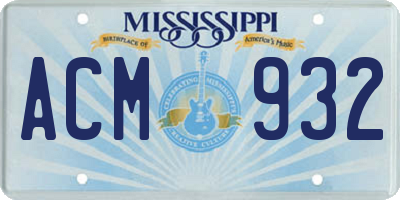 MS license plate ACM932