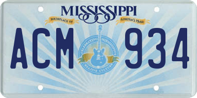 MS license plate ACM934