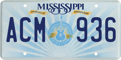 MS license plate ACM936