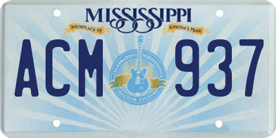 MS license plate ACM937