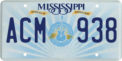 MS license plate ACM938