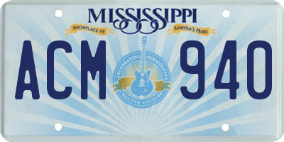 MS license plate ACM940