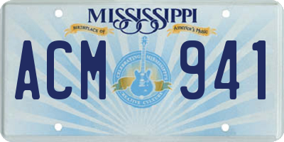 MS license plate ACM941