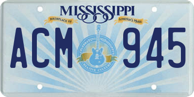 MS license plate ACM945