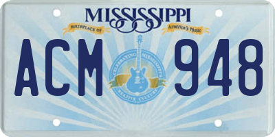 MS license plate ACM948