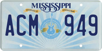 MS license plate ACM949