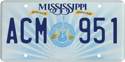 MS license plate ACM951