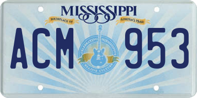 MS license plate ACM953