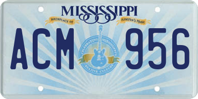MS license plate ACM956