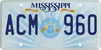 MS license plate ACM960