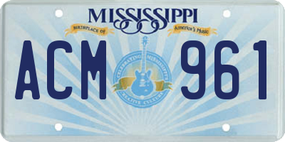 MS license plate ACM961