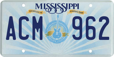 MS license plate ACM962