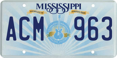 MS license plate ACM963