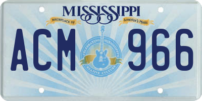 MS license plate ACM966