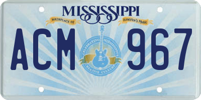 MS license plate ACM967