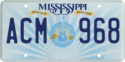 MS license plate ACM968