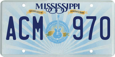 MS license plate ACM970