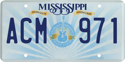 MS license plate ACM971