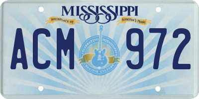 MS license plate ACM972