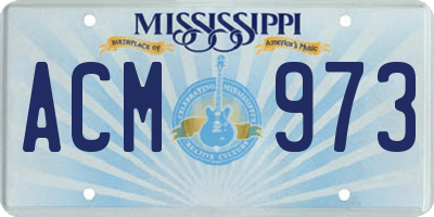 MS license plate ACM973