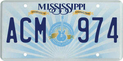 MS license plate ACM974