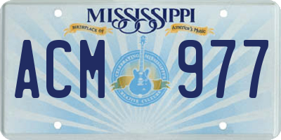 MS license plate ACM977