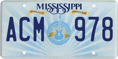 MS license plate ACM978