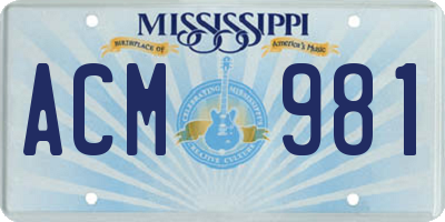 MS license plate ACM981