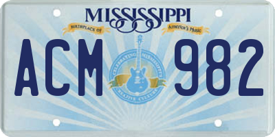 MS license plate ACM982