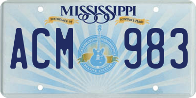 MS license plate ACM983