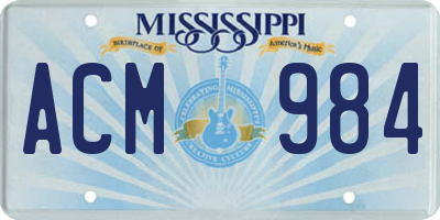 MS license plate ACM984
