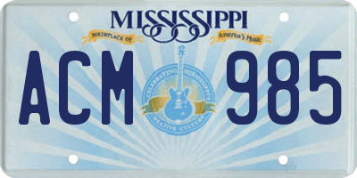MS license plate ACM985