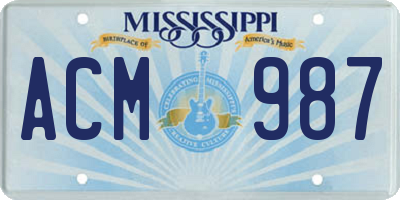 MS license plate ACM987