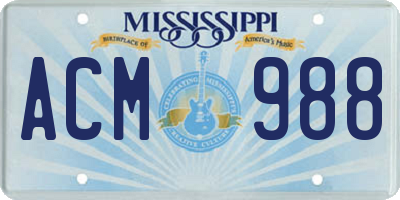 MS license plate ACM988