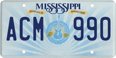 MS license plate ACM990