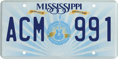 MS license plate ACM991