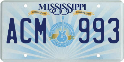 MS license plate ACM993