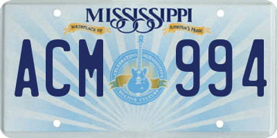 MS license plate ACM994