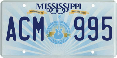 MS license plate ACM995