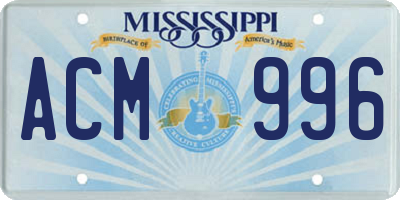 MS license plate ACM996