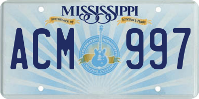 MS license plate ACM997