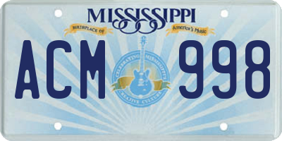 MS license plate ACM998